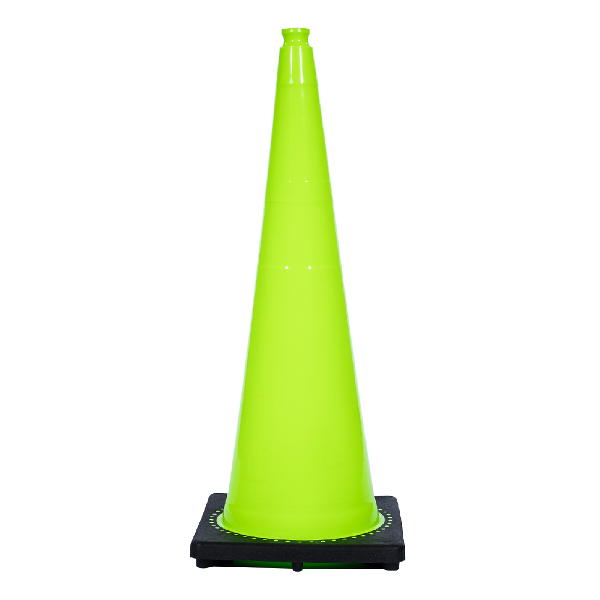 JBC Revolution Series Traffic Cone — 36in. Wide Body, 10 Lb., Lime, Black Base, No Reflective, Model# RS90045CT-LIME
